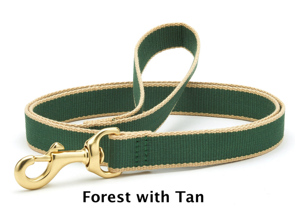 Dog Collars 1" Wide Green and Tan Bamboo Embroidered Collar